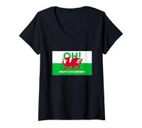 Womens Welsh Red Dragon - Oh What's Occurring V-Neck T-Shirt