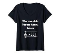 Womens Wer das Nicht lesen kann ist EIN Monkey Funny Music Design V-Neck T-Shirt