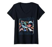 Womens We're All Different Swim Together Teacher Back to School V-Neck T-Shirt