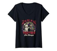 Women's We're All in This Together Like Hostages -Fun Novelty Horror V-Neck T-Shirt