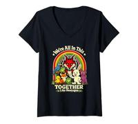 Women's We're All in This Together Like Hostages Funny Animal Retro V-Neck T-Shirt