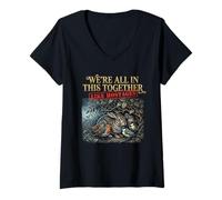 Women's We're All in This Together Like Hostages Tshirt Humor Fun V-Neck T-Shirt