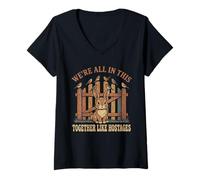 Women's We're All in This Together Like Hostages Tshirt Humor Fun V-Neck T-Shirt
