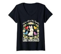 Women's We're All in This Together Like Hostages Tshirt Humor Fun V-Neck T-Shirt