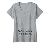 Womens We're hoping it's a kitten pregnancy V-Neck T-Shirt