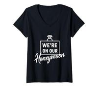 Women's We're on Our Honeymoon Couple Honeymoon V-Neck T-Shirt
