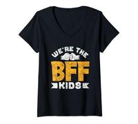 Womens We're The BFF Kids Team Friendship Friends Best Friend V-Neck T-Shirt