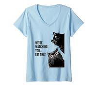 Womens were Watching You eat That Funny cat V-Neck T-Shirt