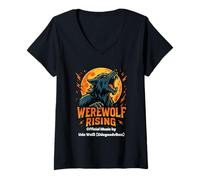 Womens Werewolf Rising Official Music Design V-Neck T-Shirt
