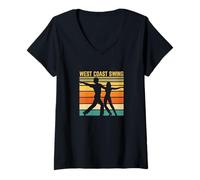 Womens West Coast Swing Dancers Sunset WCS Retro Instructor Partner V-Neck T-Shirt