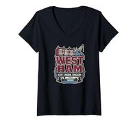 Women's West Ham East London England Victorian Houses and Docks V-Neck T-Shirt