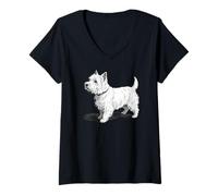 Women's West Highland White Terrier Classic Etching V-Neck T-Shirt