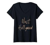 Womens West Hollywood California Vintage elegant design V-Neck T-Shirt