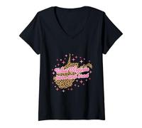 Women's West Virginia Born and Bred Leopard Print V-Neck T-Shirt
