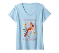 Women's West Virginia Northern Cardinal State Bird V-Neck T-Shirt