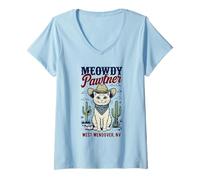 Womens West Wendover NV USA Funny Meowdy Pawtner Cat Design V-Neck T-Shirt