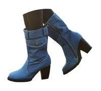 Women's Western Ankle Boots Suede with Leopard Print Buckle Detail, Block Heel Short Cowgirl Boots for Women, Fashion Comfortable Mid Heel Shoes Ideal for Casual Daily, Party, Evening Wear