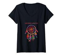 Womens Western Apache Native Indian Colorful Dreamcatcher Tribe V-Neck T-Shirt