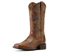 ARIAT Women's Round Up Remuda Wide Square Toe Western Boot, Aged Tan, 8.5 Medium