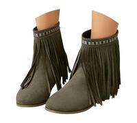 Women's Western Cowboy Ankle Boots - Embroidered Suede Household Short Boots with Pointed Toe, Mid Heel, Non - Slip Sole, Comfortable for Home Daily Wear, Ideal for Indoor & Casual Outdoor Use