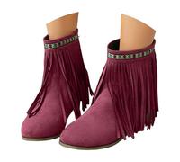 Women's Western Cowboy Ankle Boots - Embroidered Suede Household Short Boots with Pointed Toe, Mid Heel, Non - Slip Sole, Comfortable for Home Daily Wear, Ideal for Indoor & Casual Outdoor Use