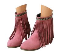 Women's Western Cowboy Ankle Boots - Embroidered Suede Household Short Boots with Pointed Toe, Mid Heel, Non - Slip Sole, Comfortable for Home Daily Wear, Ideal for Indoor & Casual Outdoor Use