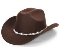 Womens Western Rhinestone Cowboy-Cowgirl Hat Fedora Jazz Hat with Sparkly Band