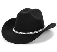 Womens Western Rhinestone Cowboy-Cowgirl Hat Fedora Jazz Hat with Sparkly Band