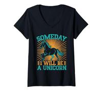 Womens Western Rider Someday I Will Be A Unicorn Cowgirl Rodeo V-Neck T-Shirt