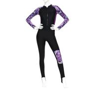 Womens Wetsuit Full Body with Front Zipper, Long Sleeve Swimsuit for Women, Rash Guard Diving Suit for Swimming, Surfing, Snorkeling, Sun Protection, One Piece Swimwear with Foot Straps
