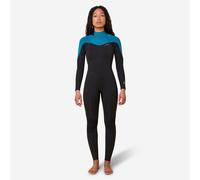 Women's Wetsuit Surf 500 4/3 Black And Green Backzip