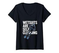 Women's Wetsuits are Self Cleaning Funny Scuba Diving V-Neck T-Shirt