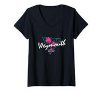 Womens Weymouth Retro 80s Graphic Vintage V-Neck T-Shirt