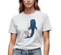 Women's Whale Shark Graphic T-Shirt, Red, Short Sleeve, Crew Neck, Ocean Theme