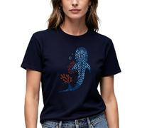 Women's Whale Shark Graphic T-Shirt, Red, Short Sleeve, Crew Neck, Ocean Theme