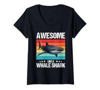 Womens Whale Sharks Awesome Like a Whale Shark V-Neck T-Shirt