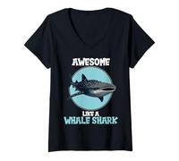 Womens Whale Sharks Awesome Like a Whale Shark V-Neck T-Shirt