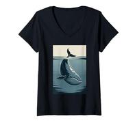 Women's Whale Underwater Ocean V-Neck T-Shirt