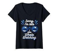Womens Whale Watching I was Whale Watching V-Neck T-Shirt