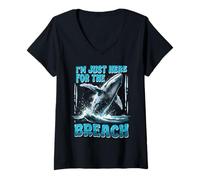 Womens Whale Watching Just Here for The Breach V-Neck T-Shirt