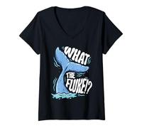Womens Whale Watching What The fluke!? V-Neck T-Shirt