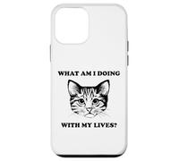 Womens What Am I Doing With My Lives Funny Cute Cat Sayings Case for iPhone 12 mini