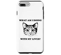 Womens What Am I Doing With My Lives Funny Cute Cat Sayings Case for iPhone 7 Plus/8 Plus