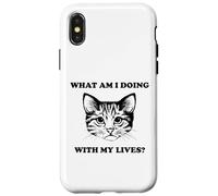 Womens What Am I Doing With My Lives Funny Cute Cat Sayings Case for iPhone X/XS