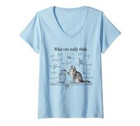 Womens What Cats Really Think Funny Physics Science Nerdy Cat Meme V-Neck T-Shirt
