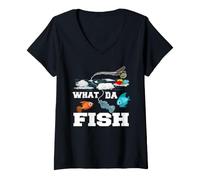 Women's What da Fish Plastic in the sea Pollution Angler V-Neck T-Shirt
