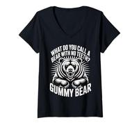 Womens What Do You Call A Bear with No Teeth Gummy Bear |- V-Neck T-Shirt
