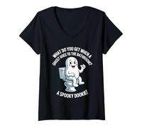 Womens What Do You Get When A Ghost Goes to The Bathroom V-Neck T-Shirt