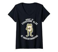 Women's What Everyone Else is Underthinking Introvert Funny Frog V-Neck T-Shirt