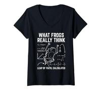 Womens What Frogs Really Think Funny Frog Physics Humor Science V-Neck T-Shirt